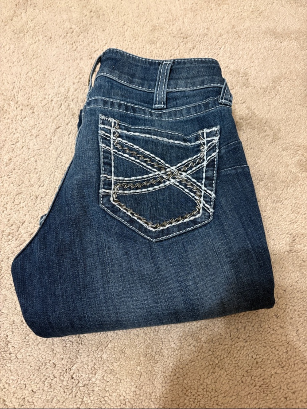 Ariat Dark Blue Bootcut Jeans with Embroidered Back Pocket